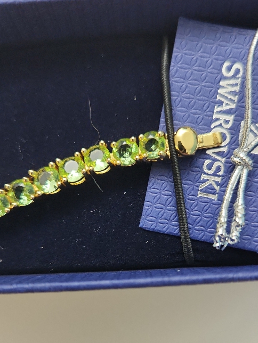 Swarovski Matrix Tennis BraceletRound Cut, Green, 18K Gold Finish - Picture 7 of 12